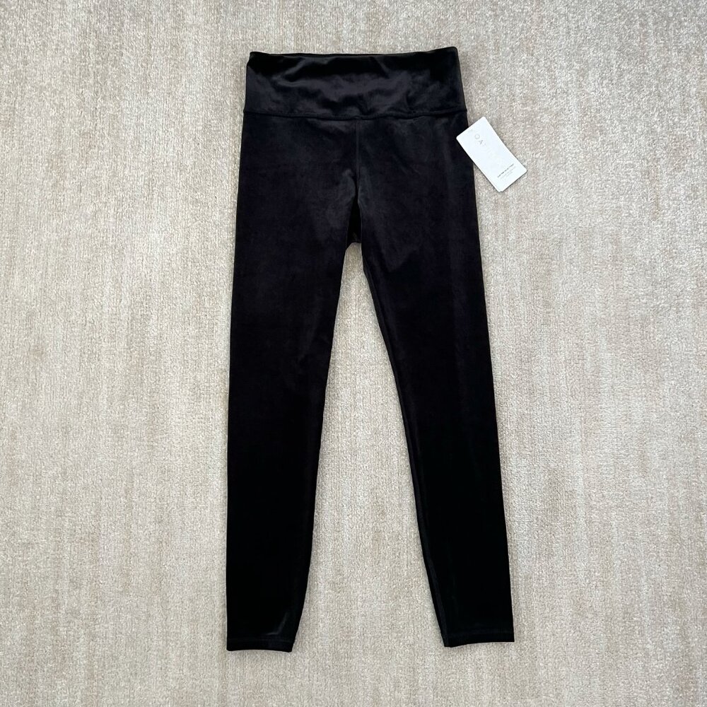 NWT Athleta Elation Black Velvet Pants Leggings Tights M